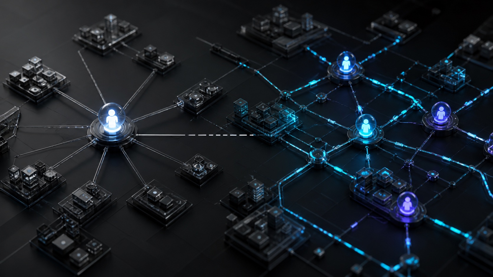 A software graph with one overloaded ownership node and several paths for knowledge sharing